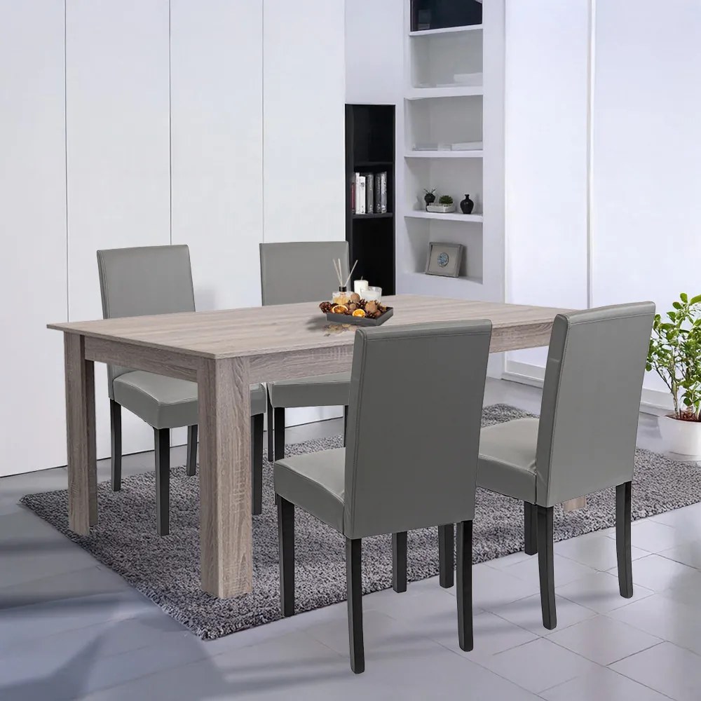 Set de masă Leon 4+1 stejar York gri