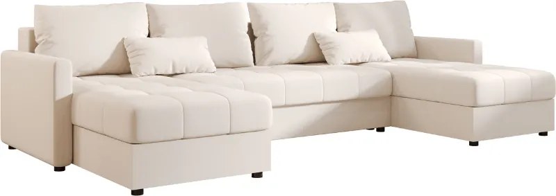 Coltar extensibil in forma de U VENORIA 285x146 cm, crem + 2 perne GRATUIT