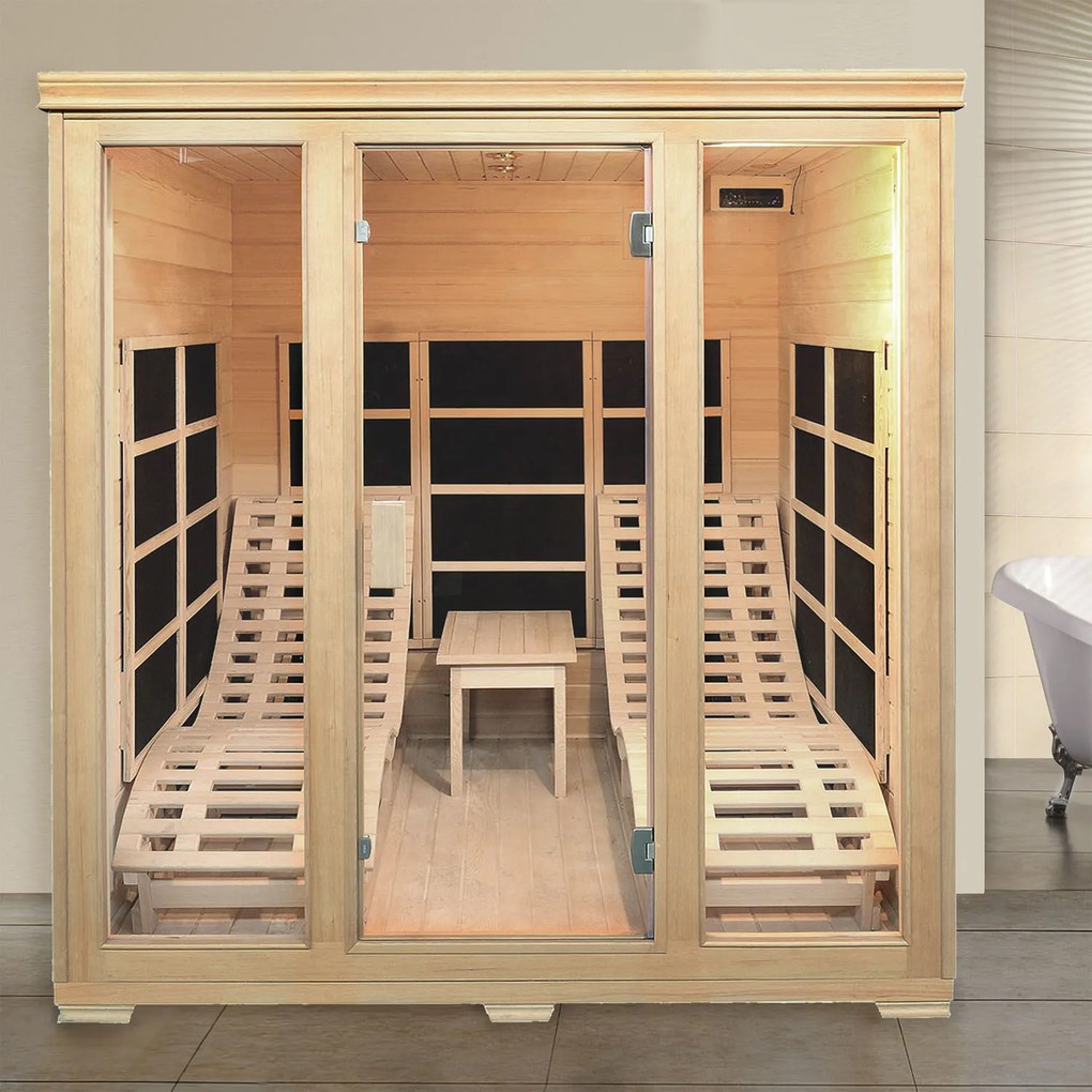 Infračervená sauna/ tepelná kabína Billund s dvojitým vykurovacím systémom a drevom Hemlock