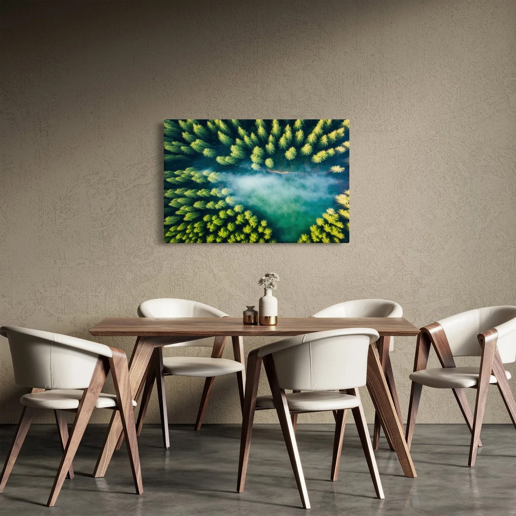 Tablou - O pădure învăluită în ceață (90x60 cm)