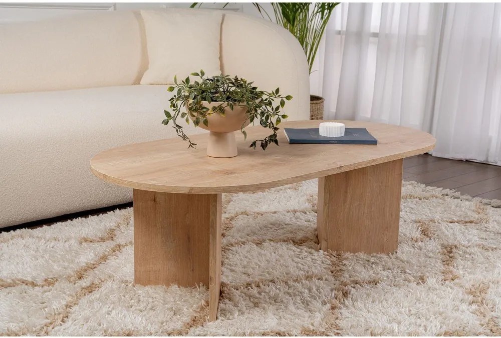 Măsuță de cafea în culoare naturală cu aspect de lemn de stejar 60x119 cm Sable – Kalune Design