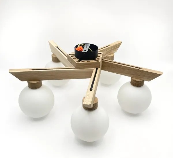 Lustră aplicată ANTONIO 5xG9/5W/230V stejar/alb