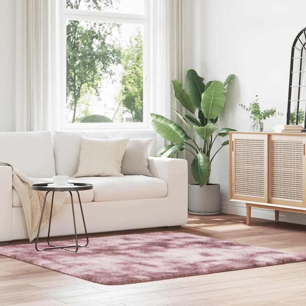 vidaXL Covor shaggy cu pom înalt, NAVARRA, roz praf, 160x160 cm