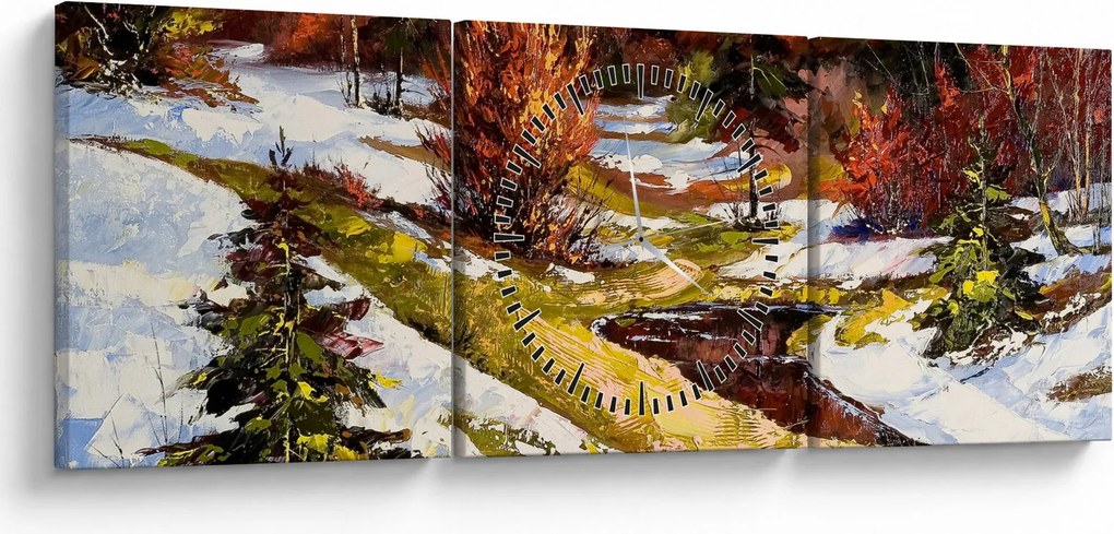 Tablou - Sosirea primăverii (cu ceas) (90x30 cm)