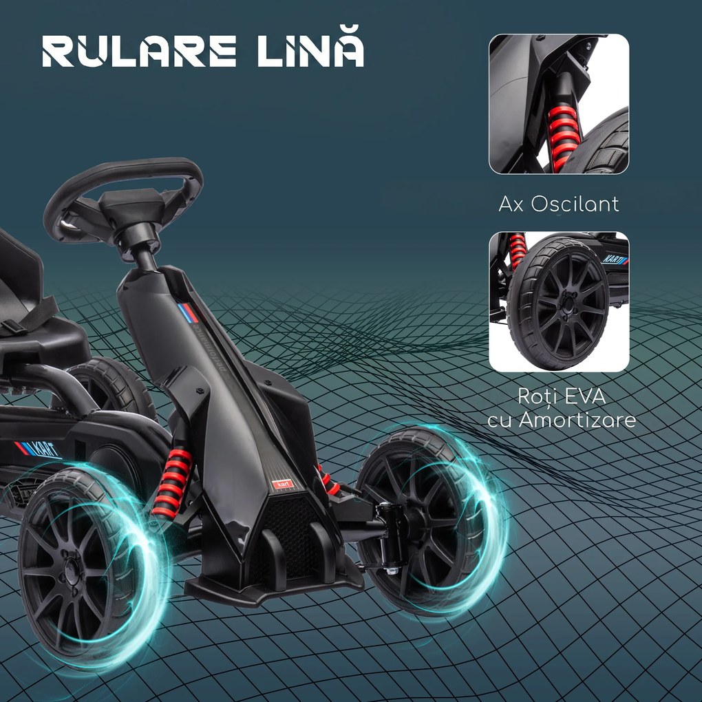 HOMCOM Kart cu Pedale pentru Copii 3-8 Ani, cu Scaun Reglabil | Aosom Romania