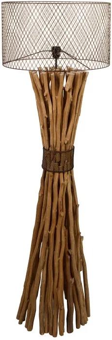 Lampadar maro din metal si lemn de longan 148 cm Keita Santiago Pons