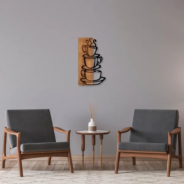 Decorațiune de perete 58x34 cm lemn/metal cești