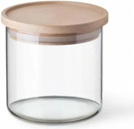 Doză din sticlă Simax 5162 cu capac din lemn,0,5 l