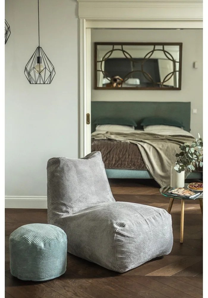 Fotoliu bean bag maro închis cu tapițerie din catifea reiată Tube – SLOWDOWN