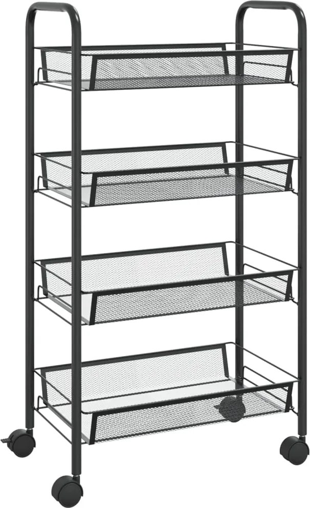 vidaXL Cărucior de bucătărie, 4 niveluri, negru, 46x26x85 cm, fier