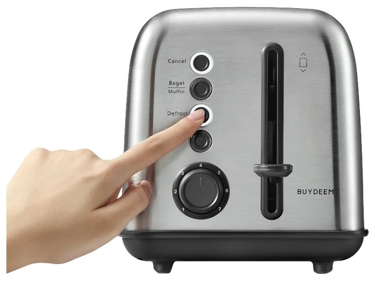 Prajitor de paine Buydeem DT620E-SS/EU, 900W, Pana la 204C°, 7 programe, Deschidere larga, Pop-up mare, Inox