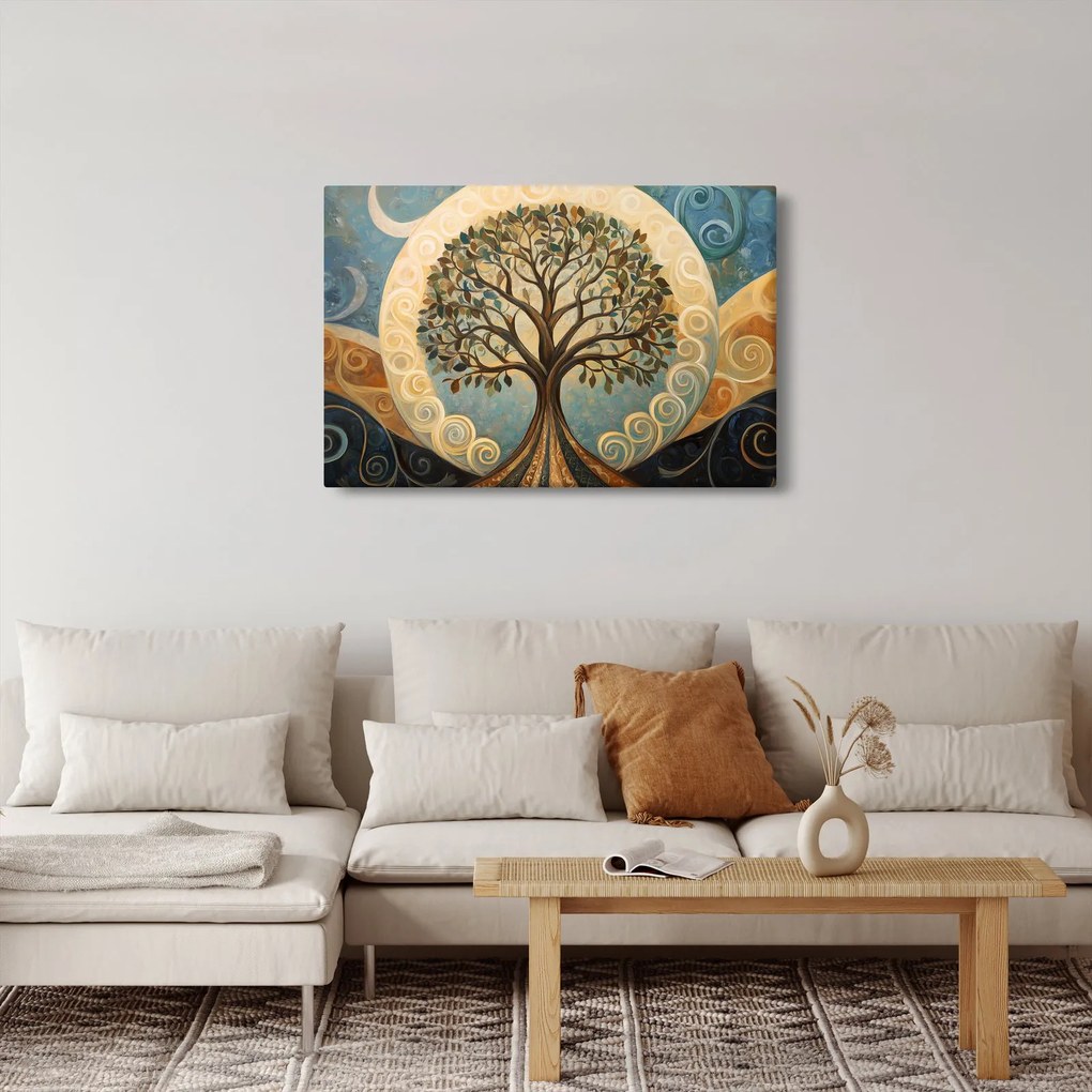 Tablou – Arborele vieții și spirale (90x60 cm)