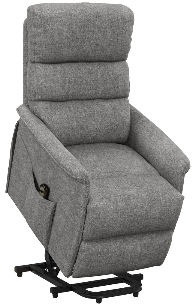 HOMCOM Scaun de relaxare cu funcție de ridicare, spătar/picioare reglabile, până la 120 kg, 66 x 90 x 96 cm, Gri | Aosom Romania