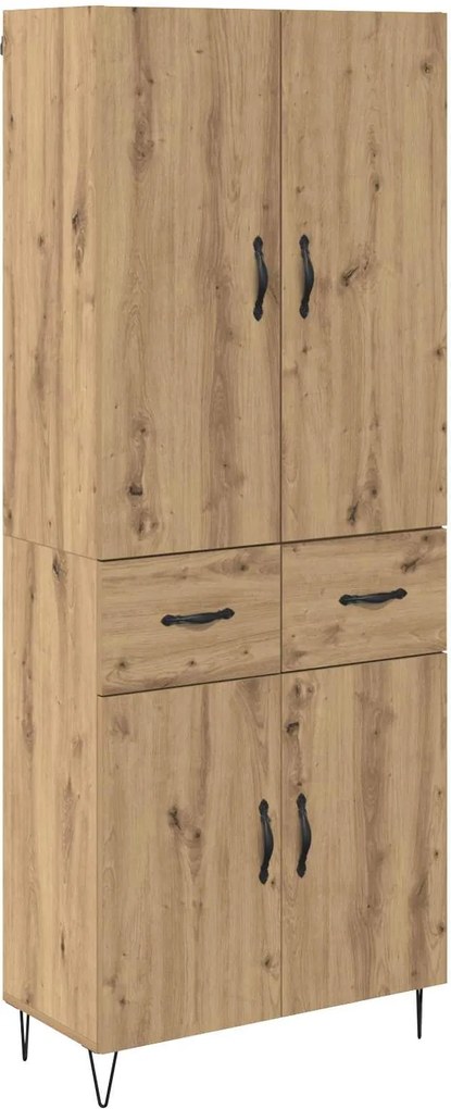 vidaXL Bufet cu sertar 2 pcs Stejar Artizanal Lemn tehnic și sticlă