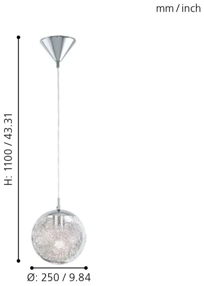 Eglo 93073 - Lustră LUBERIO, 1xE27/60W/230V, Ø 25 cm