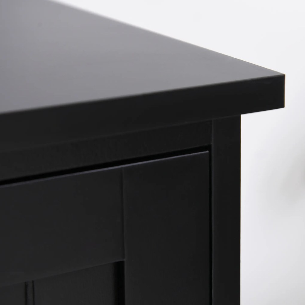 HOMCOM Buffet de bucătărie, armoarie de bucătărie contemporană, multi-spații de depozitare, 2 dulapuri, 3 rafturi, MDF, panouri de particule, negru | Aosom Romania