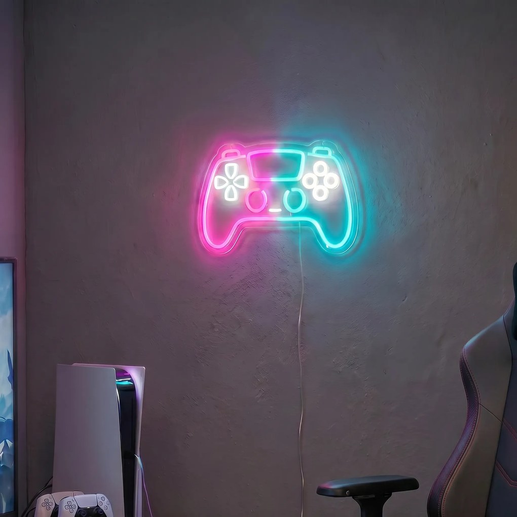Lampă de perete neon roz cu albastru, inclusiv LED, cu dimmer în 3 trepte - Controller