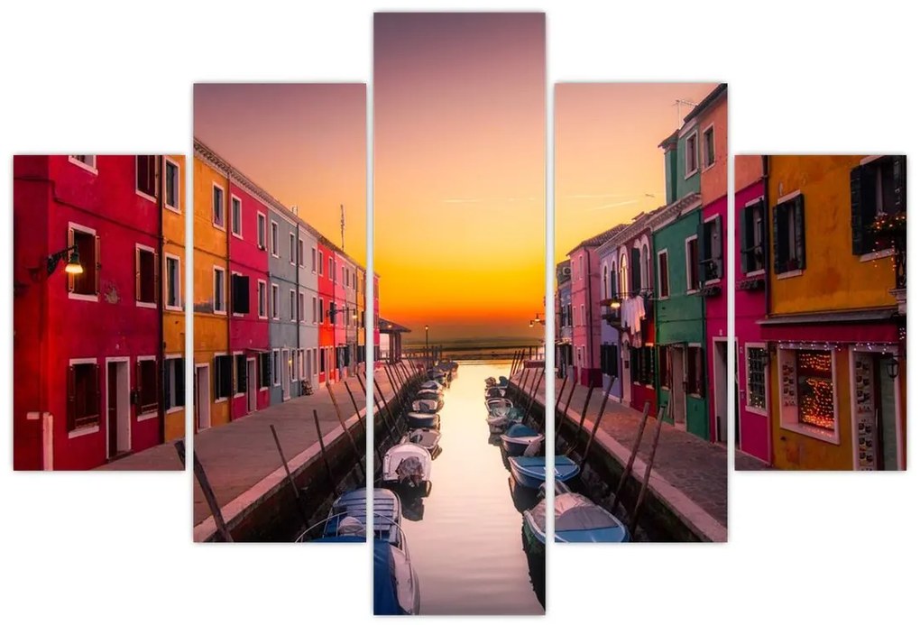 Tablou - Apus de soare, insula Burano, Veneția, Italia (150x105 cm)