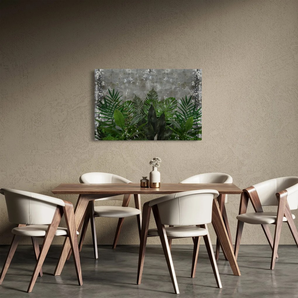 Tablou - Zid de beton cu plante (90x60 cm)