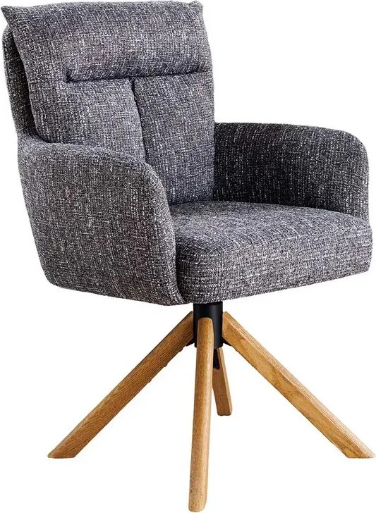 Set de 2 scaune pivotante picioare din lemn Big George gri texturat