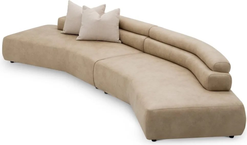Canapea curbata design LUX Marvella, Valente beige