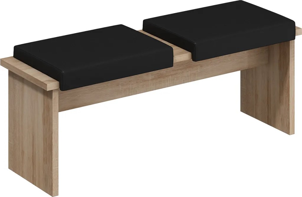 Set masă scaune pentru sufragerie Benito mare (stejar sonoma + negru) (pentru 6 persoane). 1006541