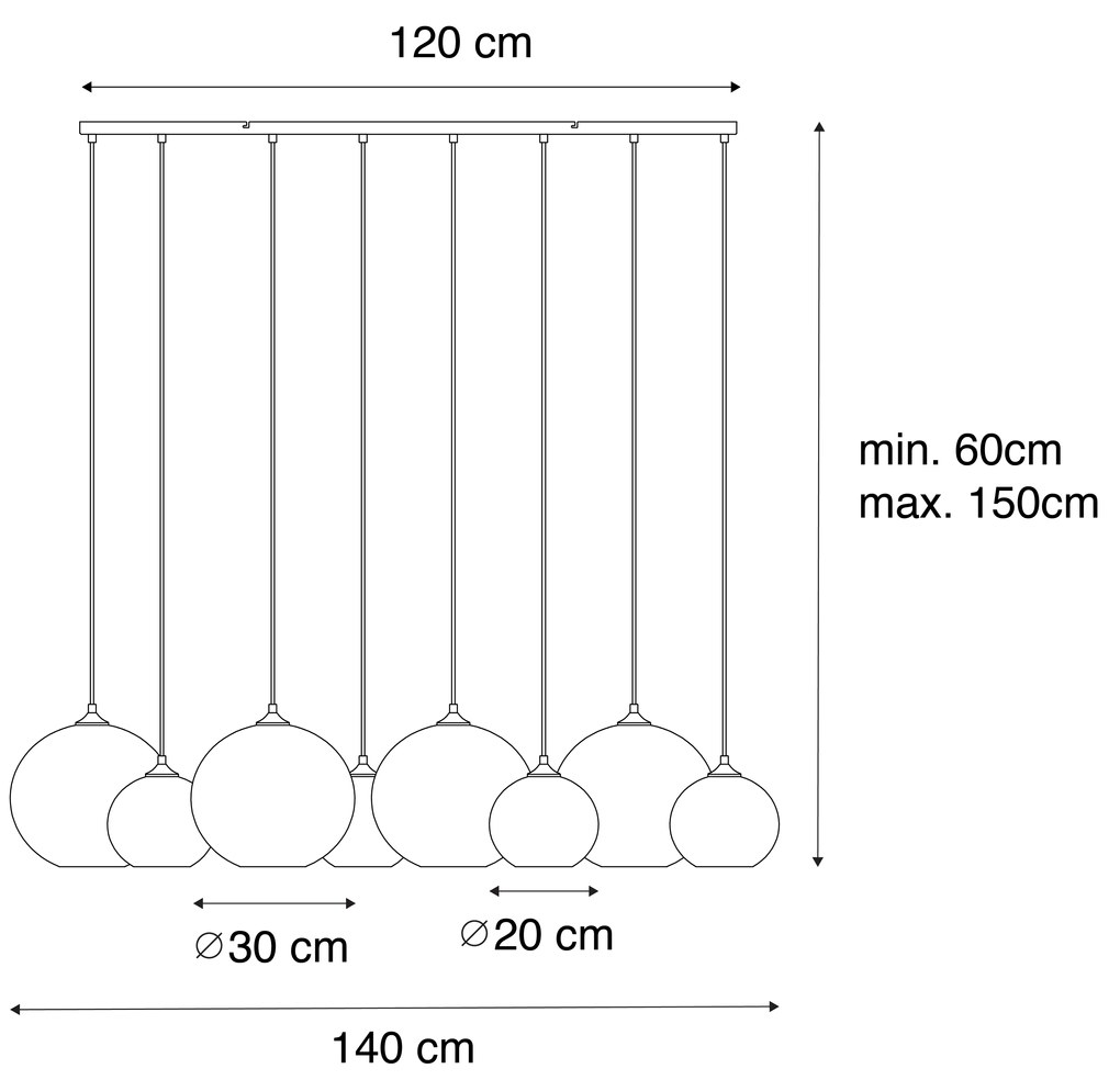 Lampă suspendată Art Deco bronz închis cu sticlă chihlimbar 8 lumini - Sandra