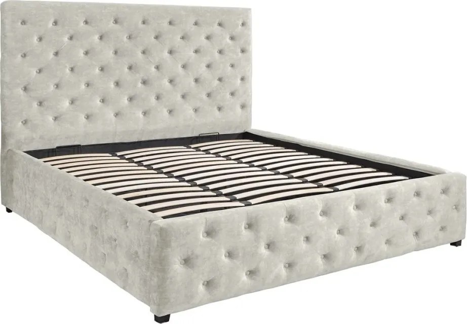 Pat PARIS 180x200cm catifea bej sampanie cu spatiu de depozitare