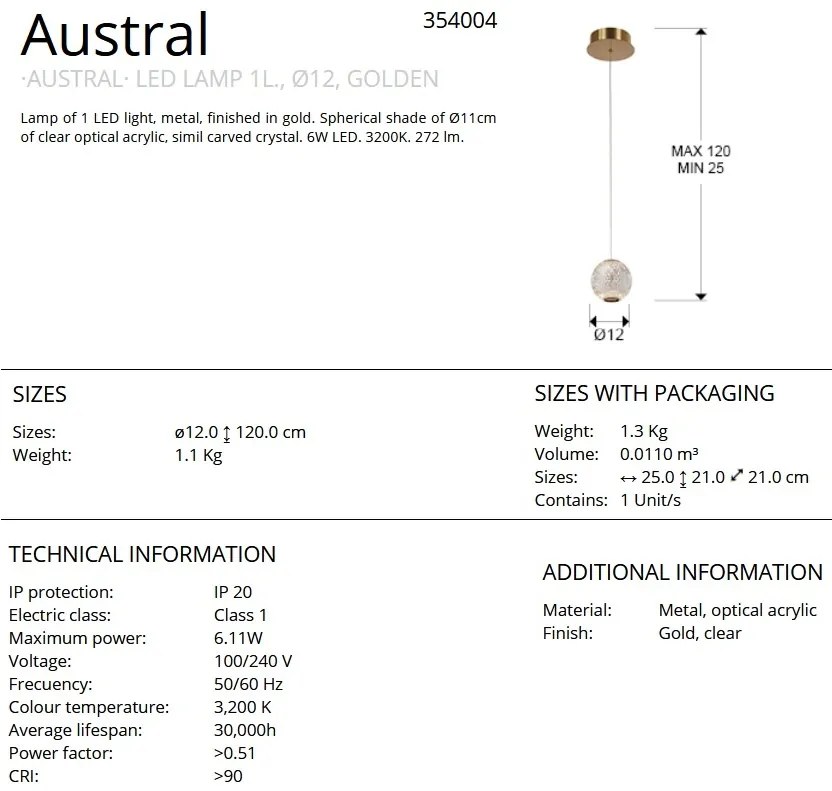 Pendul LED design modern Austral SV-354004