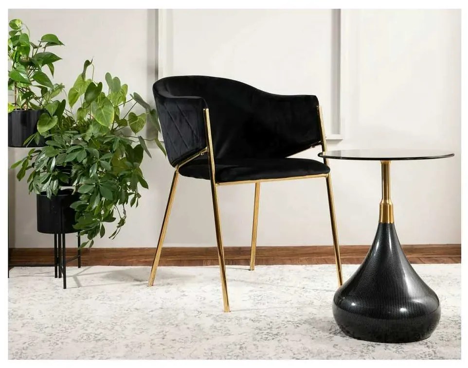 Scaun de bucătărie Serilda Velvet II, negru / auriu