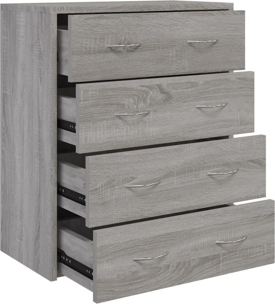 vidaXL Servantă cu 4 sertare, gri sonoma, 60x30,5x71 cm