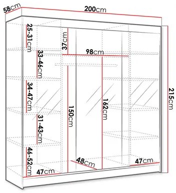 Dulap de haine cu uși culisante Genuva III (Negru) (cu oglindă). Promo -16%. 1105722