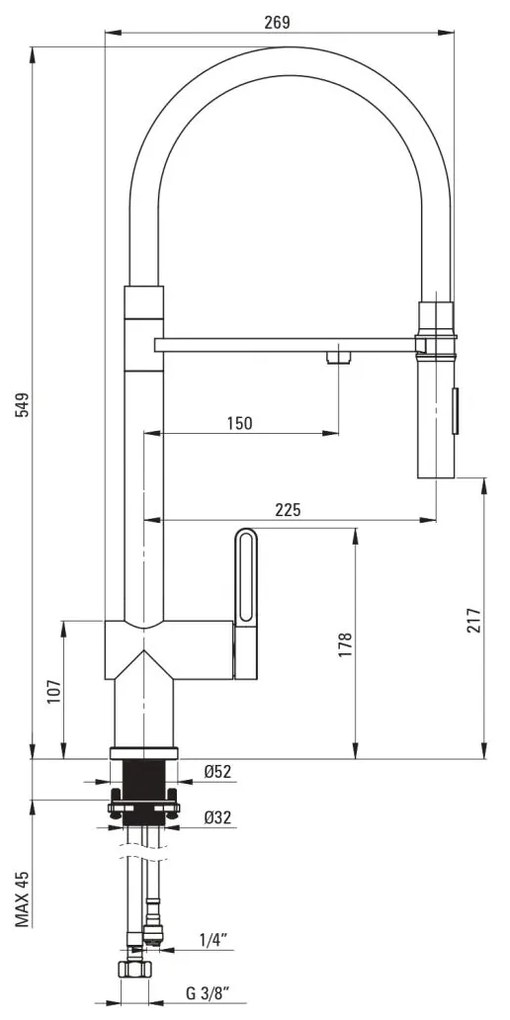 Baterie pentru chiuveta bucatarie, auriu, racord pentru filtrul de apa, pipa elastica, Deante Magnetic Auriu