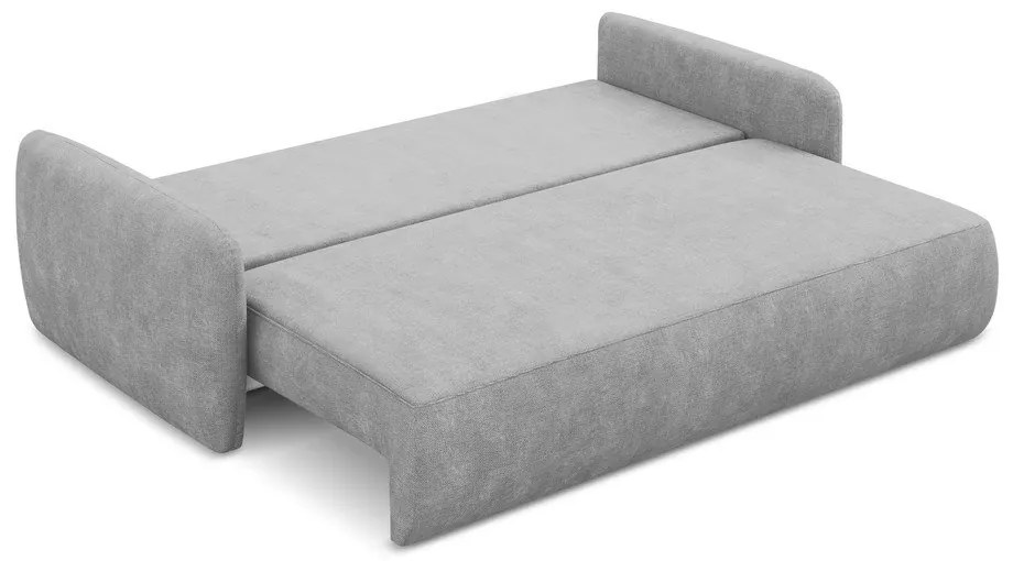 Canapea gri deschis extensibilă/cu spațiu de depozitare cu tapițerie din chenille 218 cm Lilo – Makamii