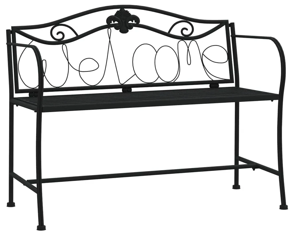 318831 vidaXL Bancă de grădină cu 2 locuri, negru, 104 cm, oțel