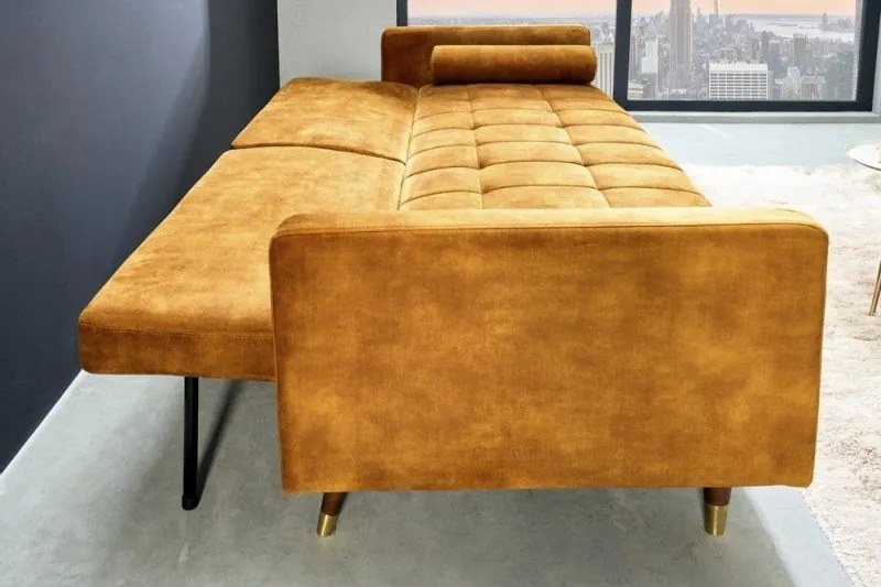 Canapea extensibila Couture 195cm, galben mustar