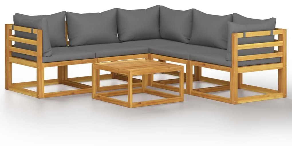 3057612 vidaXL Set mobilier grădină cu perne, 6 piese, lemn masiv acacia