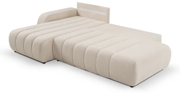 Colțar extensibil DESIO, formă L, cu spațiu de depozitare, stânga, bej