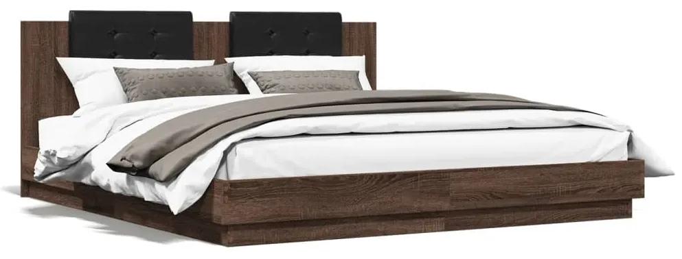 3209911 vidaXL Cadru de pat cu tăblie, stejar maro, 160x200 cm, lemn prelucrat