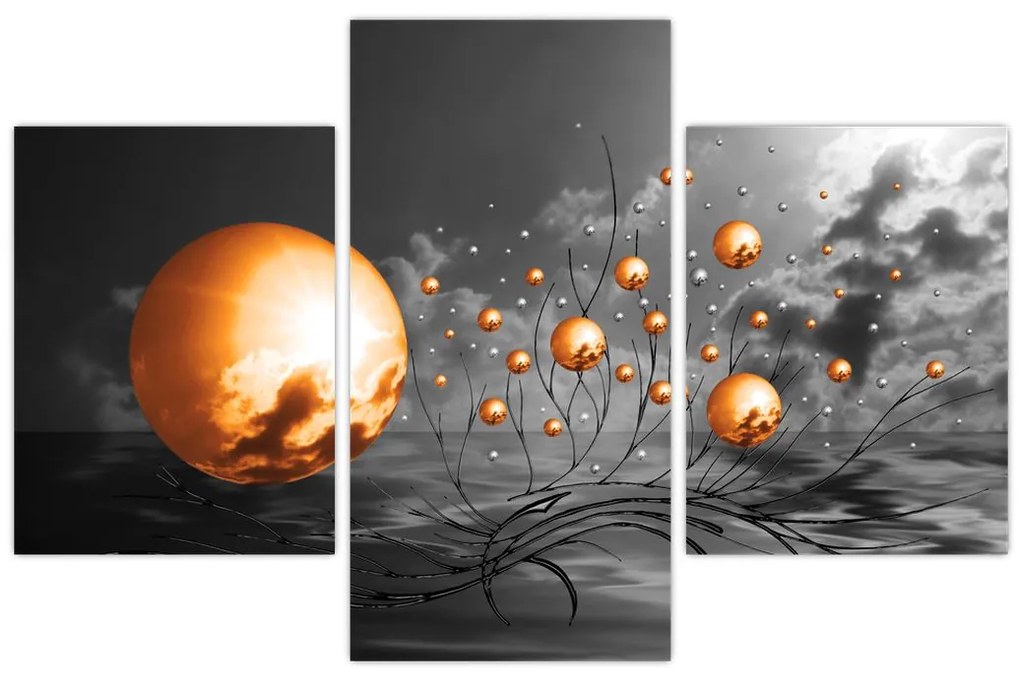 Tabloul bilelor portocalii abstarcte (90x60 cm)