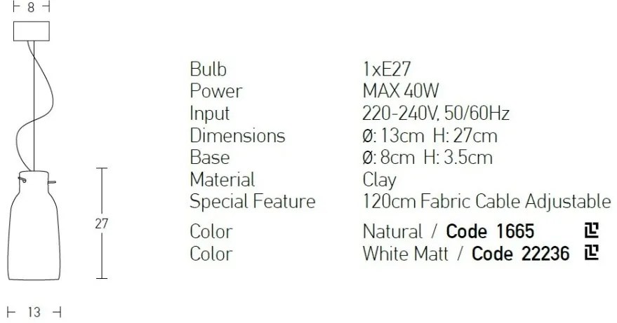 Pendul design modern Indi natur 13cm