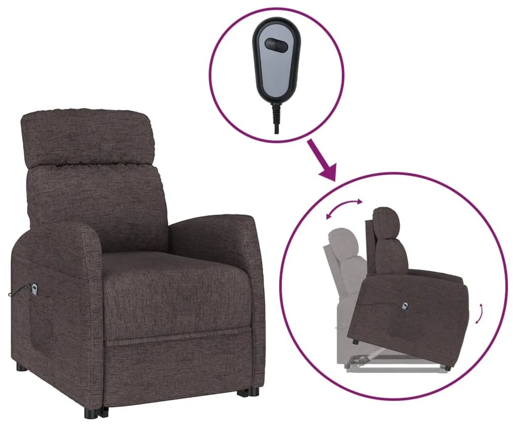 vidaXL Fotoliu cu ridicare, maro închis, material textil