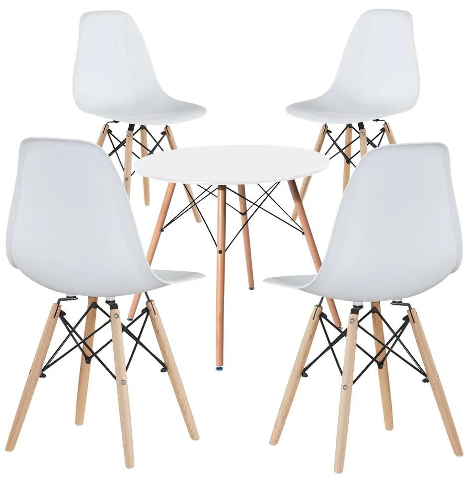 4 buc scaune moderne cu masa pentru bucatarie-alb