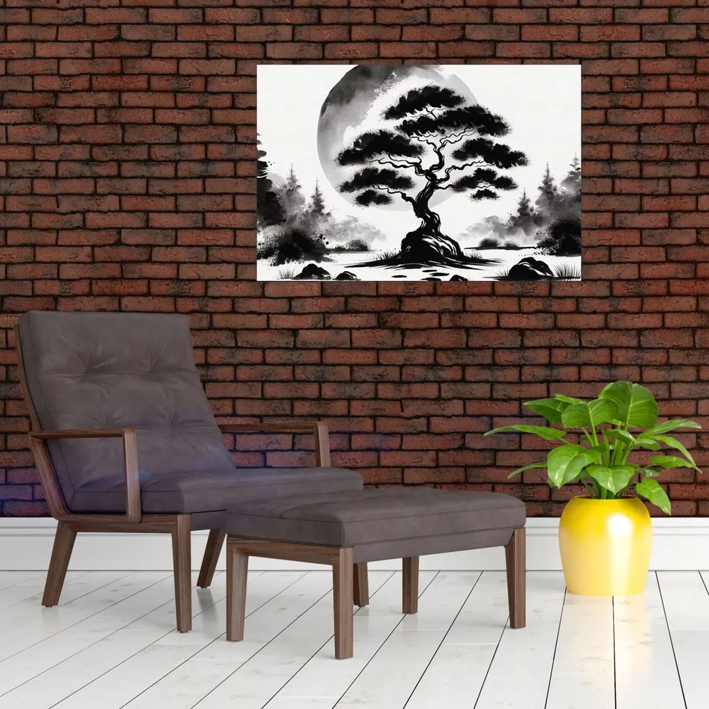 Tablou – Bonsai alb-negru (90x60 cm)