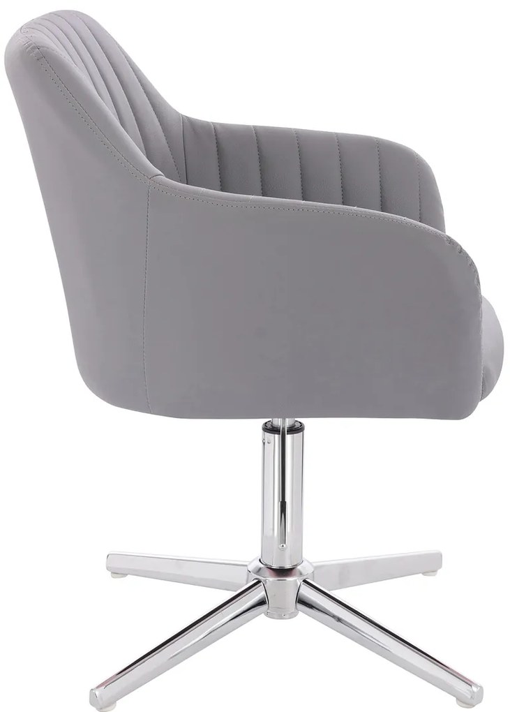 HC190CROSS Scaun Gri din Piele Ecologica cu Bază Cromata