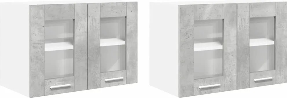 vidaXL Dulap suspendat cu ușă 2 pcs Gri din beton 60 x 31 x 40 cm