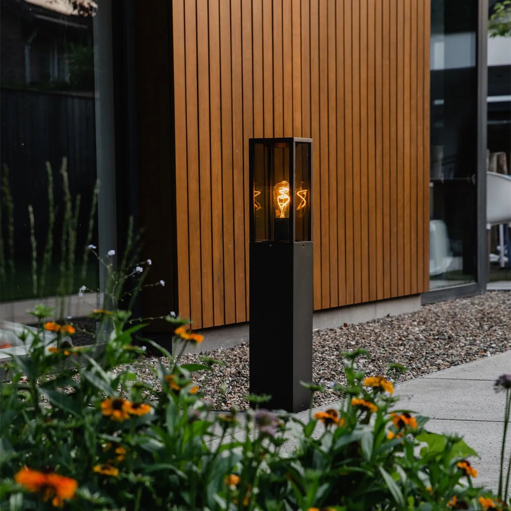 Lampa de exterior in picioare neagra cu fum 80 cm IP44 - Charlois