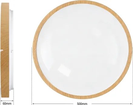 Brilagi-LED Corp de iluminat dimabil GLASS POOL DOUBLE LED/60W/230V 50 cm, decor lemn + telecomandă