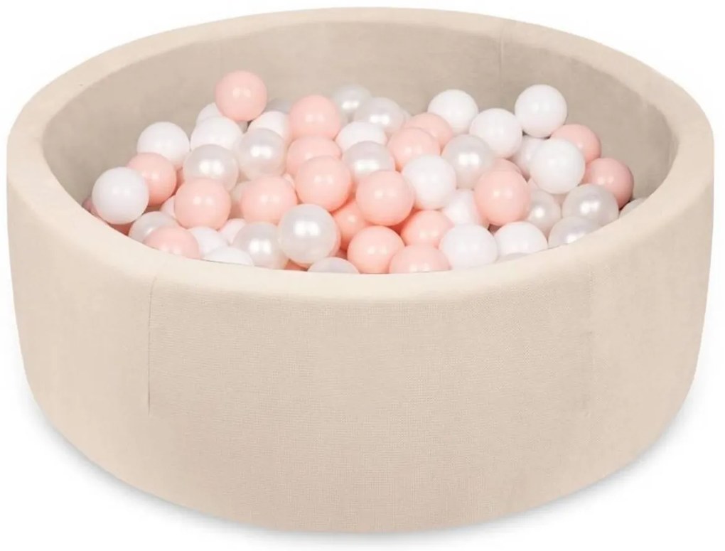 Baby Nellys Piscina pentru copii 90x30 cm catifea + 200 baloane, bej