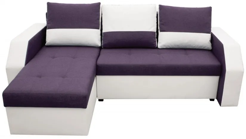 Coltar extensibil Madrid, 226x145x79 cm, 2 lazi depozitare, Reversibil, Alb/ Mov